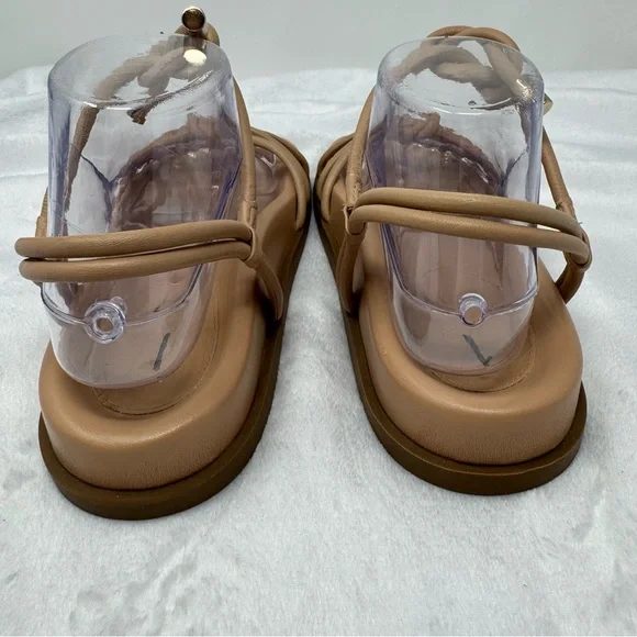 Arezzo Womens Camila Flatform Leather Ankle Strap Sandal in True Sand Size 7B - Picture 5 of 14